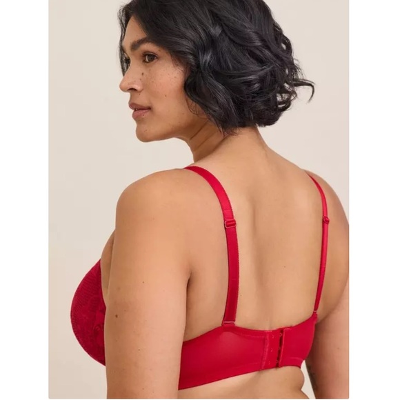 XO Plunge Push-Up Tattoo Lace Straight Back Bra 46D - Picture 2 of 16